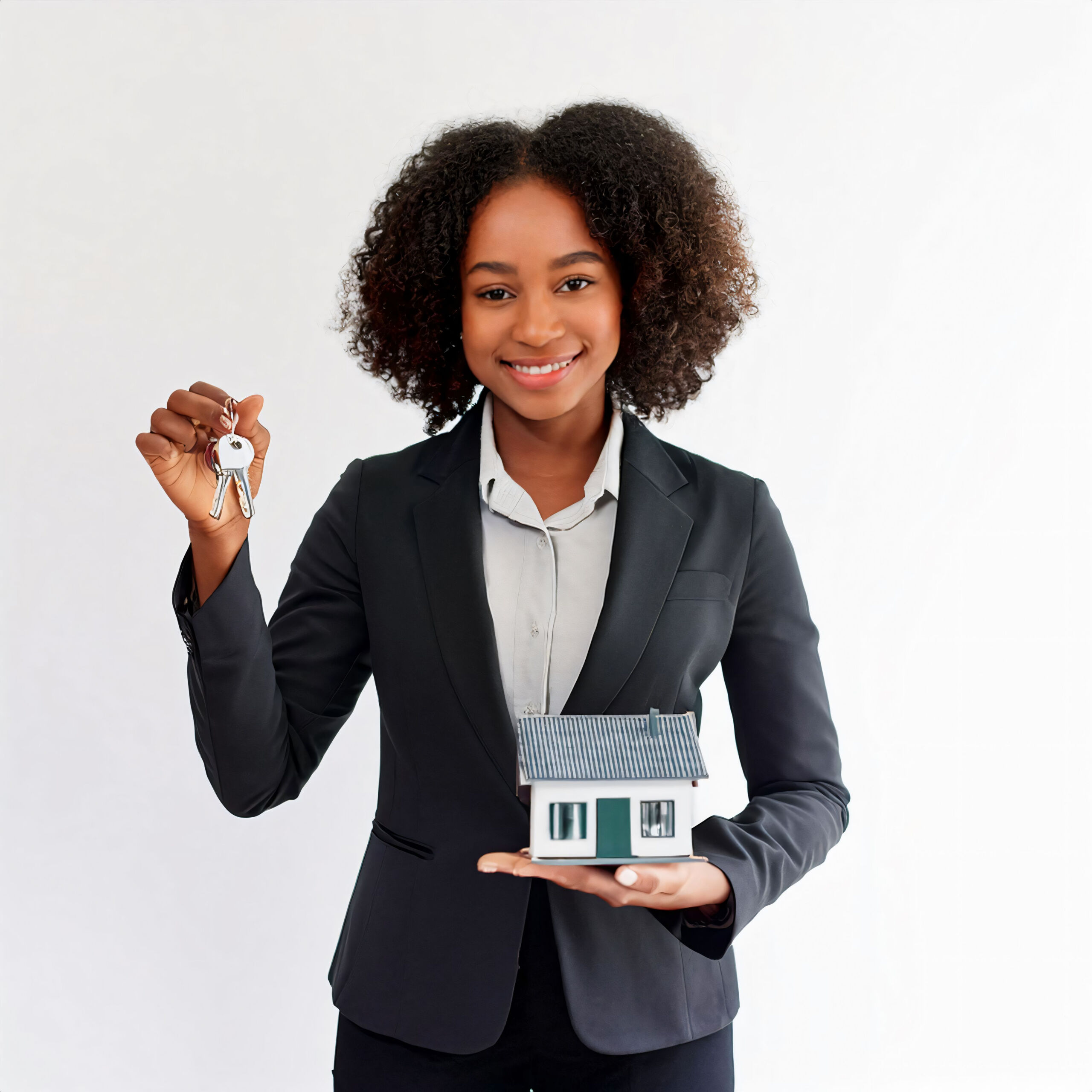 Real estate agent holding house keys